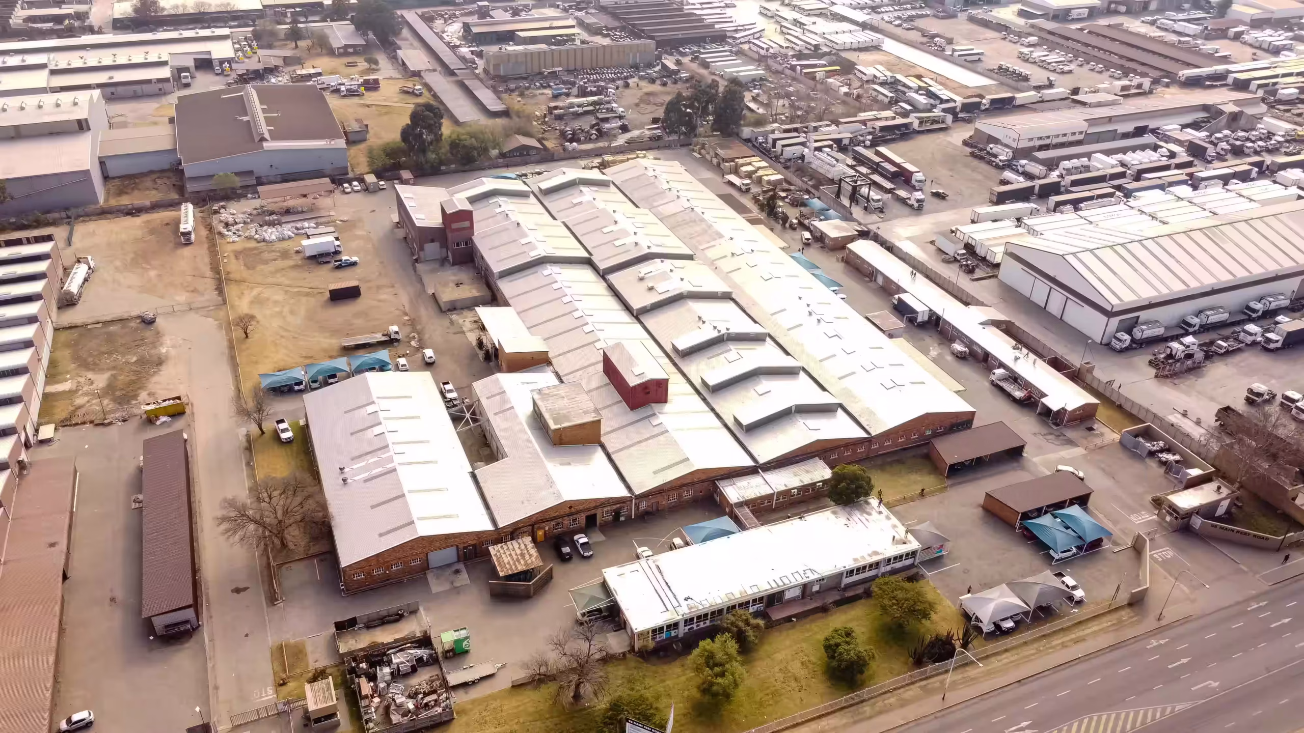 Recoated roof on an office park in Johannesburg