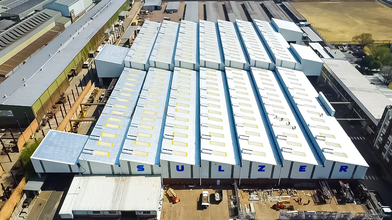 Commercial roof with a fresh reflective coating after Sicon roof coating in Gauteng