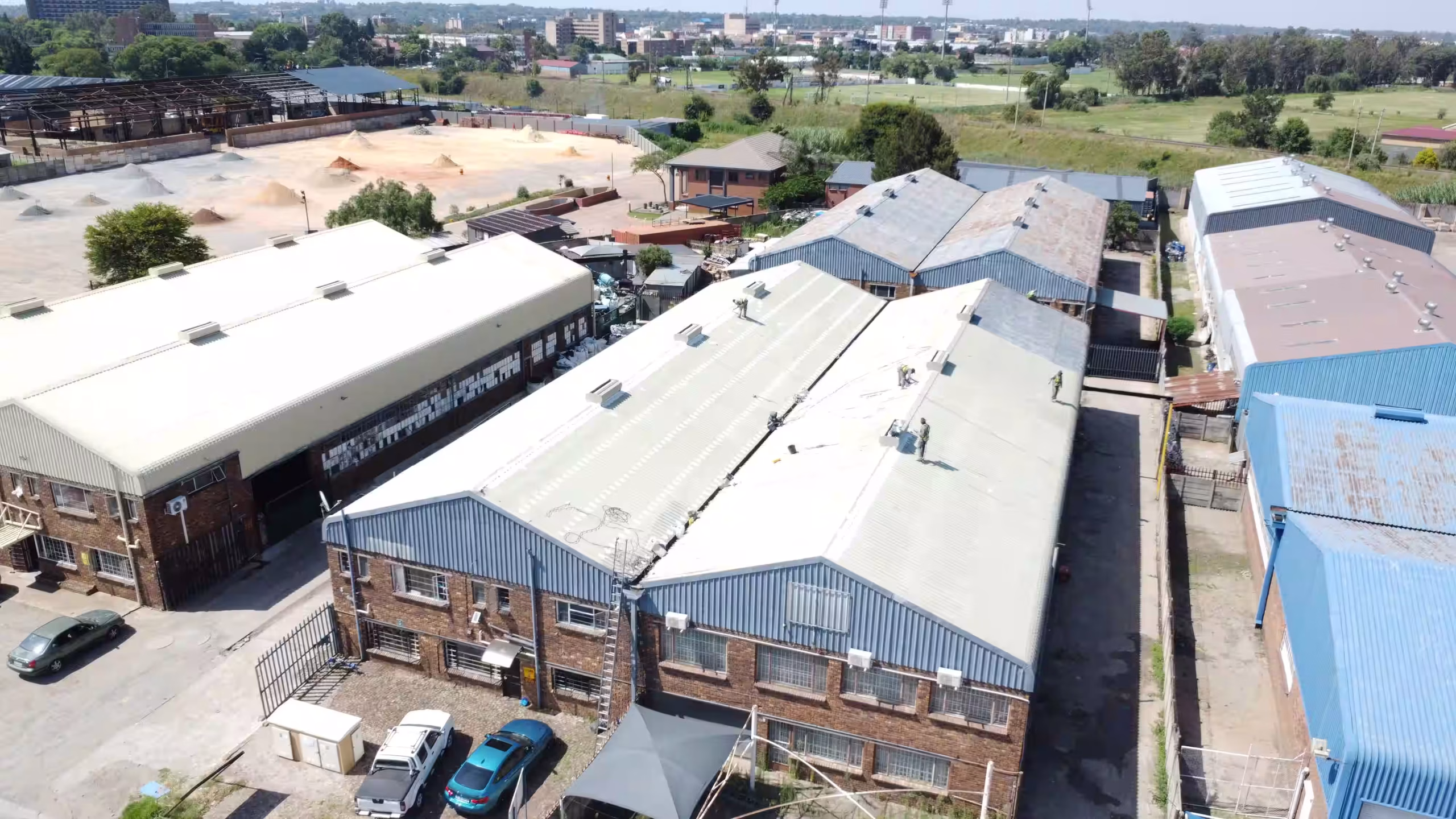 Commercial roof sealed with a waterproofing membrane after Sicon waterproofing in Gauteng